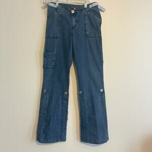 Vintage Y2K Calipsso Cargo Jeans Junior Girls 12 Adjustable Ruched Hem 30x32